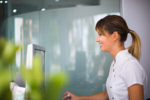 An image of a young woman in an office for our article on MPH salary